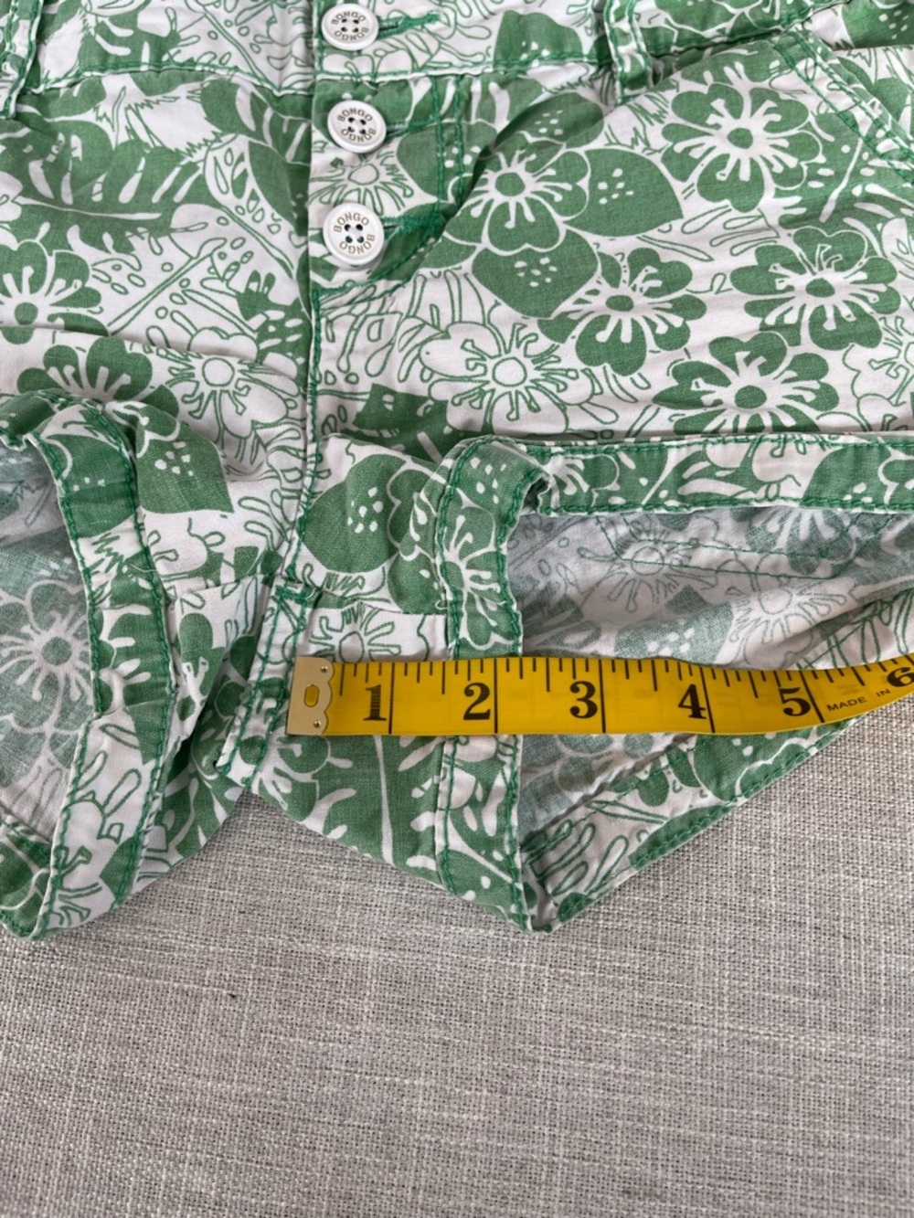 Bongo Retro Vtg Y2K 90'sFloral Shorts Green White Womens Paisley Shorty Shorts 5 - Picture 13 of 14